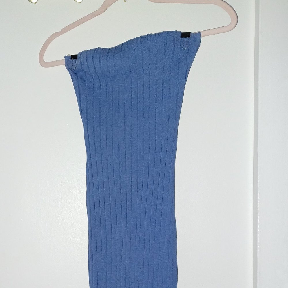 CORNFLOWER BLUE STRAPLESS MIDI BODYCON MIDI DRESS